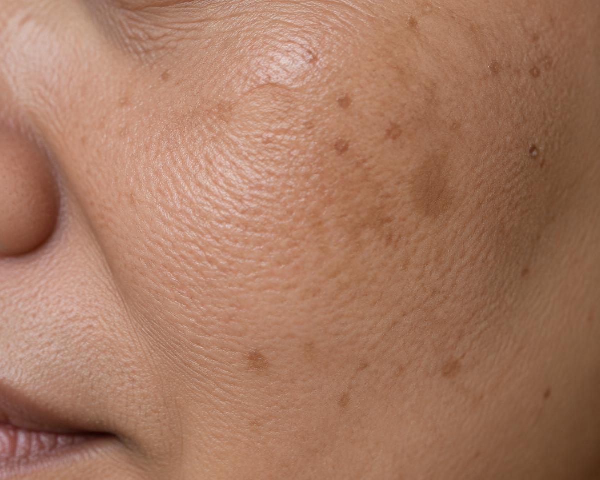 Close-up tekstur kulit untuk concern flek & warna kulit